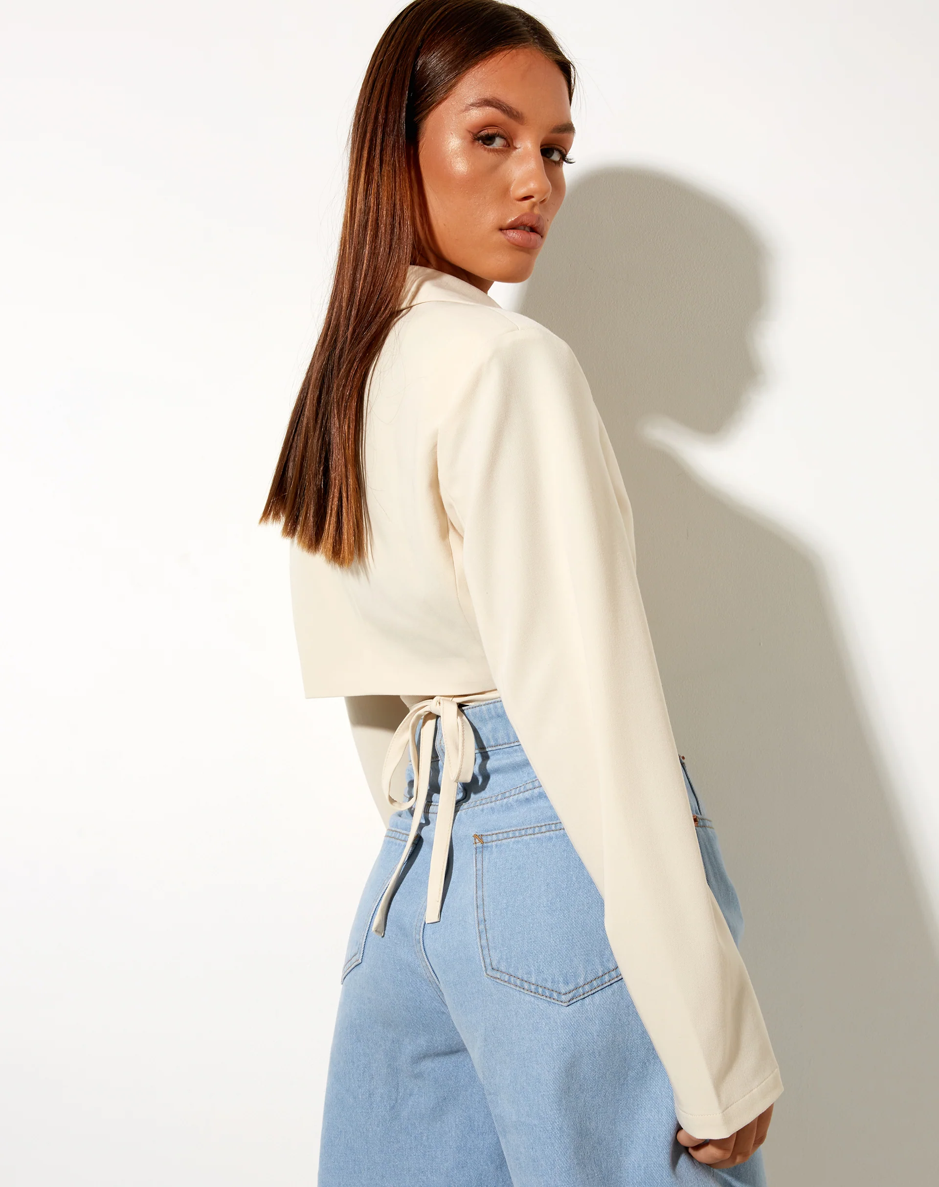 Notus Cropped Blazer in Tailoring Cream - Awmao