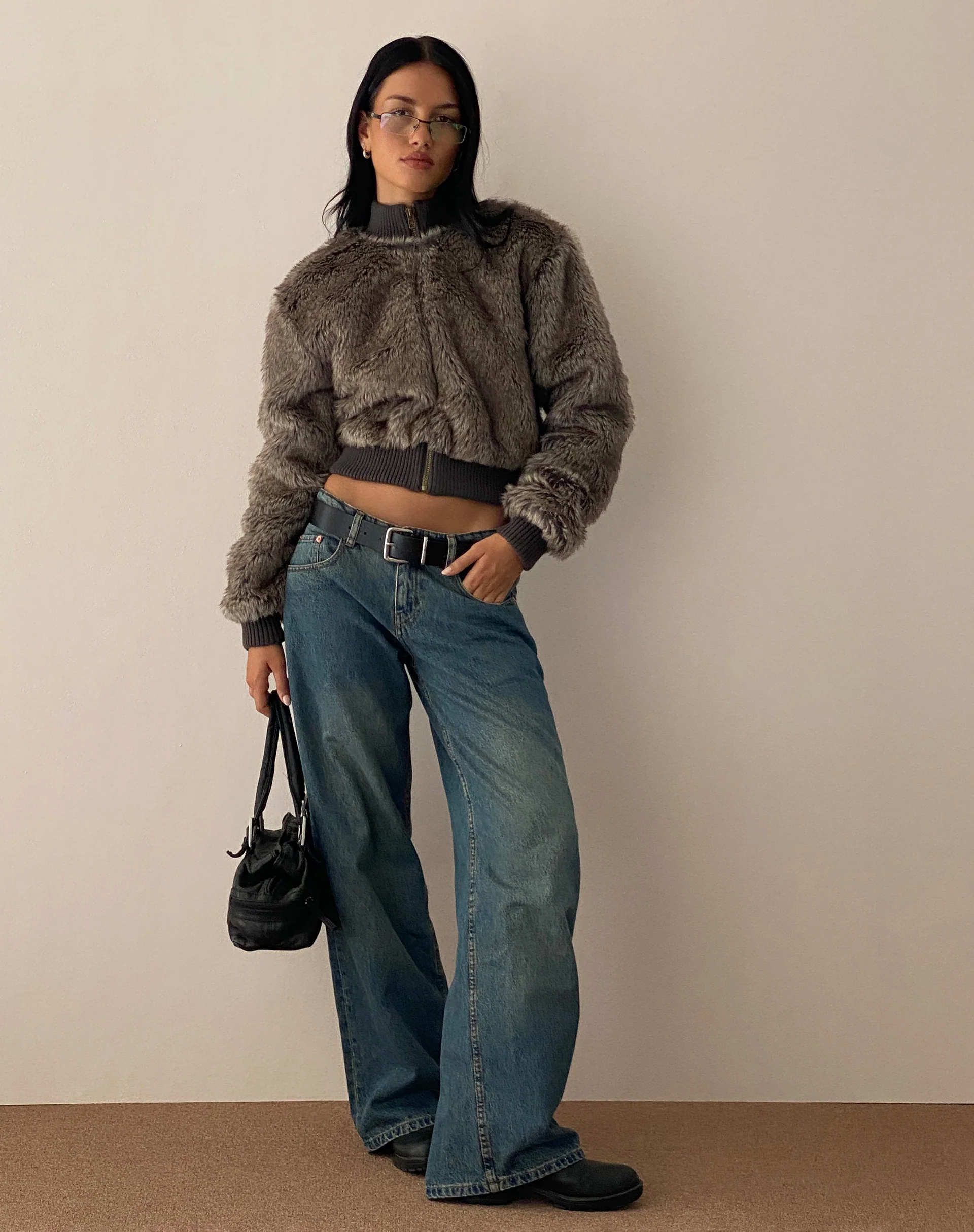 Lovina Jacket in Brown Faux Fur - Awmao