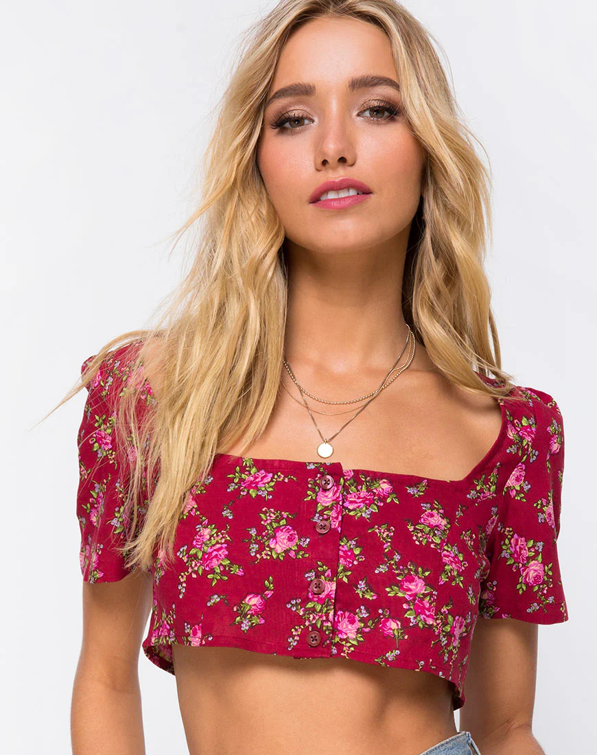 Cavazza Crop Top in Soheila Floral - Awmao