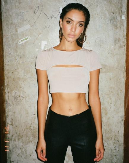 Shim Cutout Top in Nude - Awmao