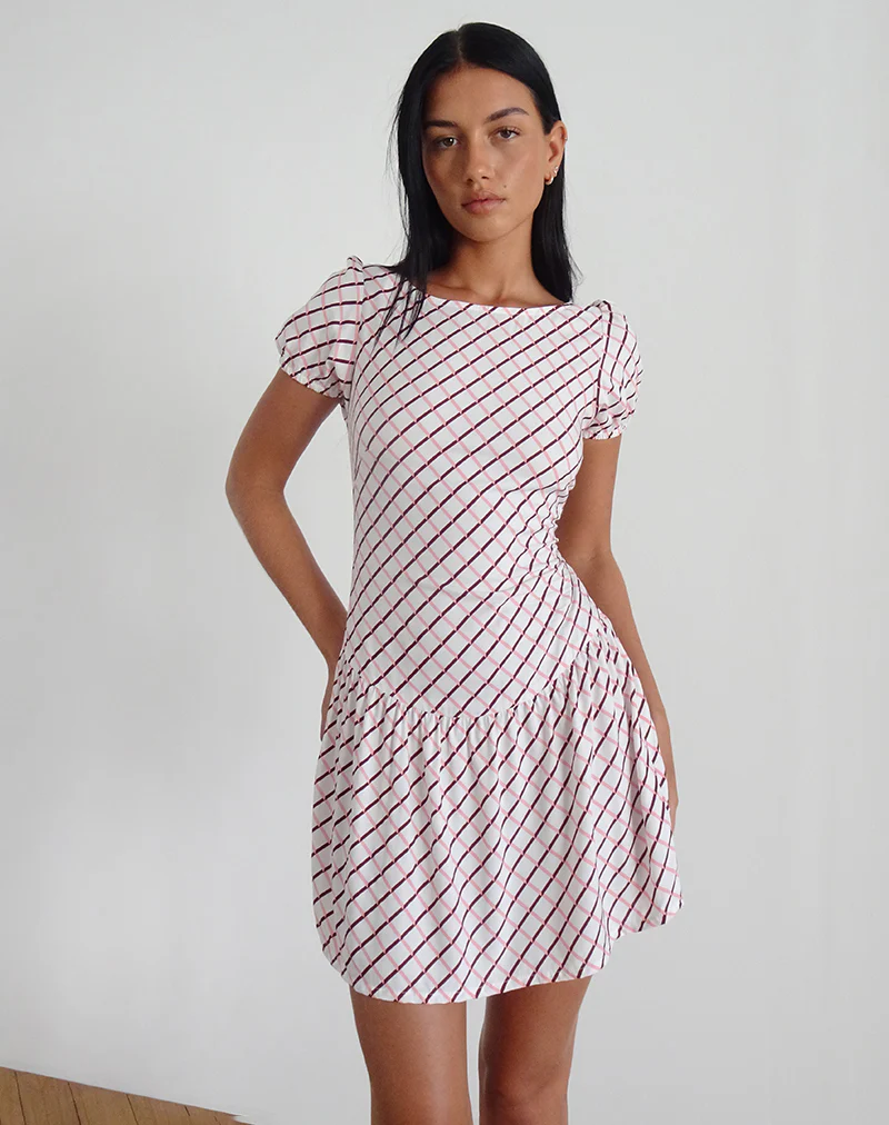 Jemima Mini Dress in Geometric Tile - Awmao