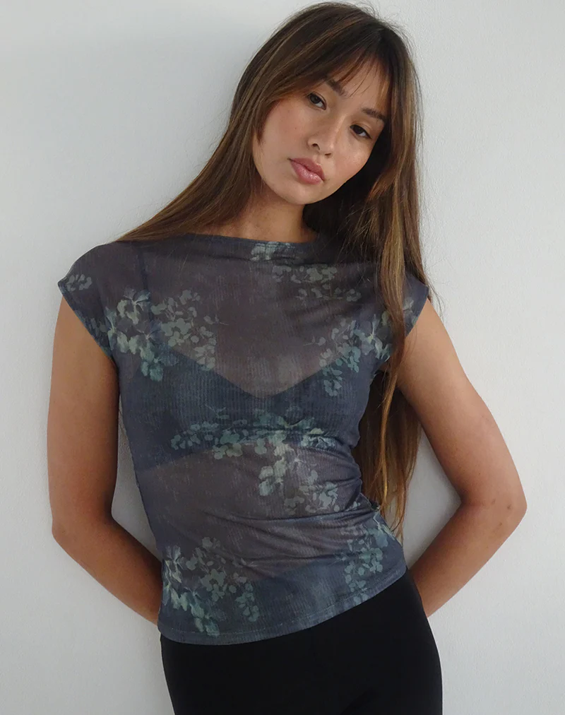 Nova Mesh Top in Faded Botanical Green - Awmao