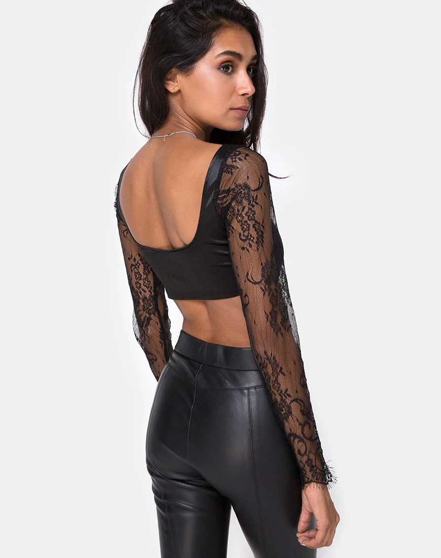 Dulip Crop Top in Black - Awmao