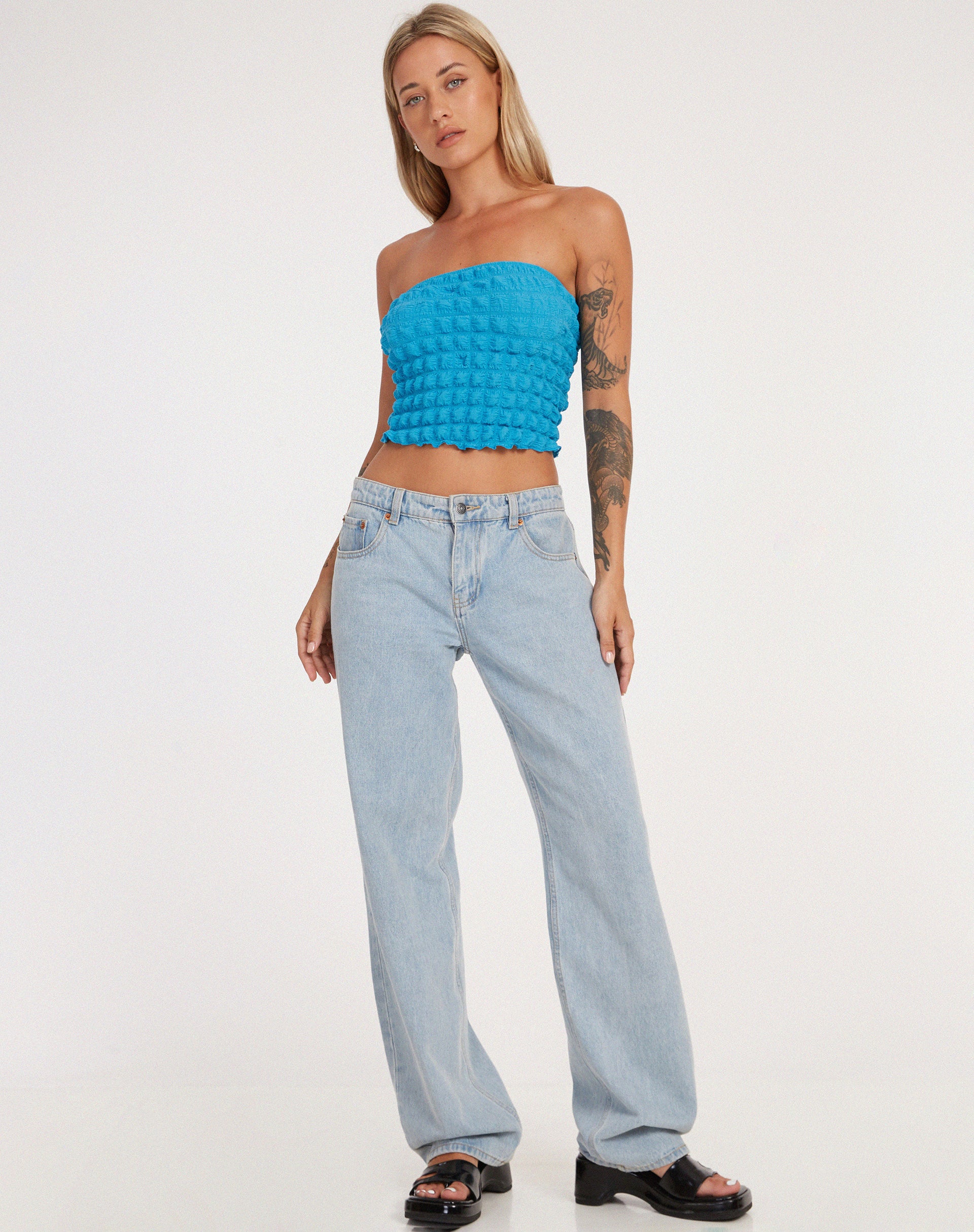 Dulce Bandeau Top in Blue - Awmao