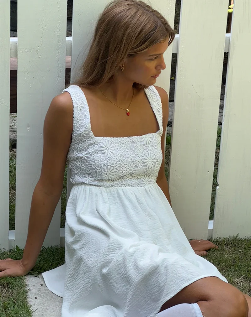 Liselotte Mini Dress in Ivory - Awmao