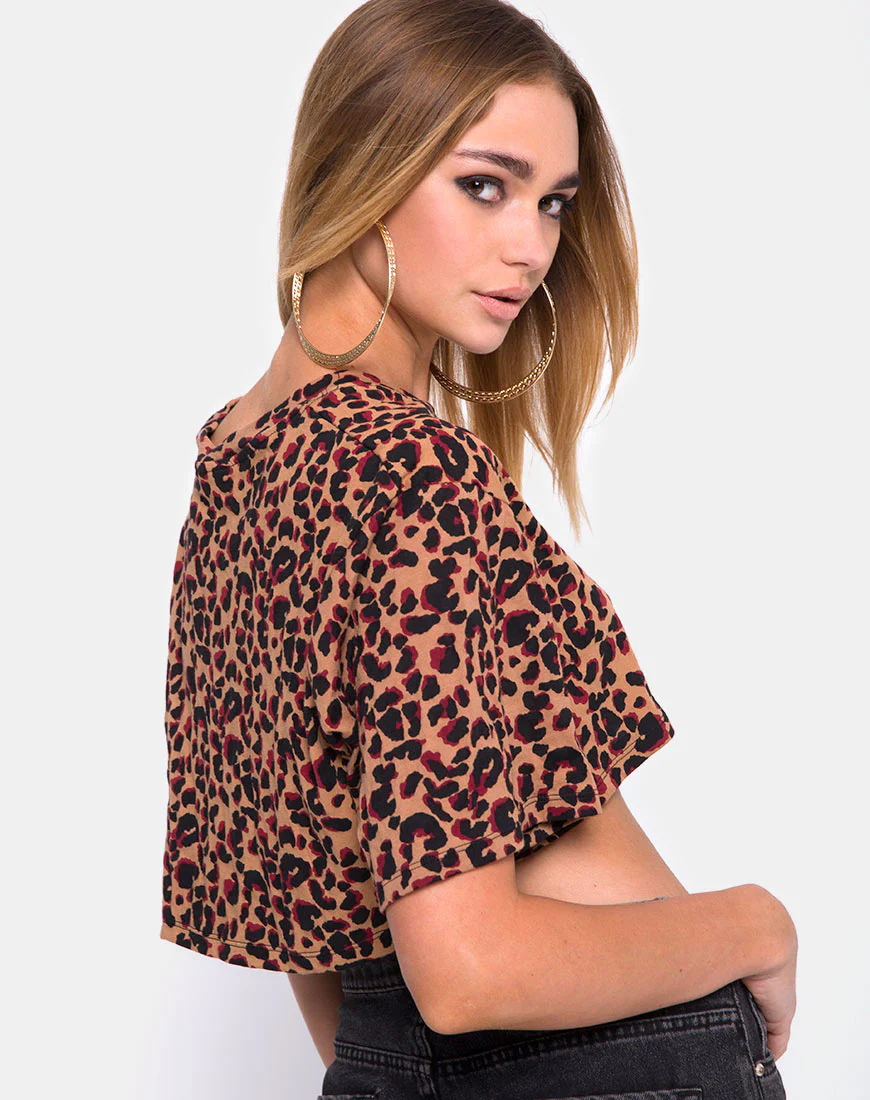 Super Cropped Tee in Jungle Leopard - Awmao