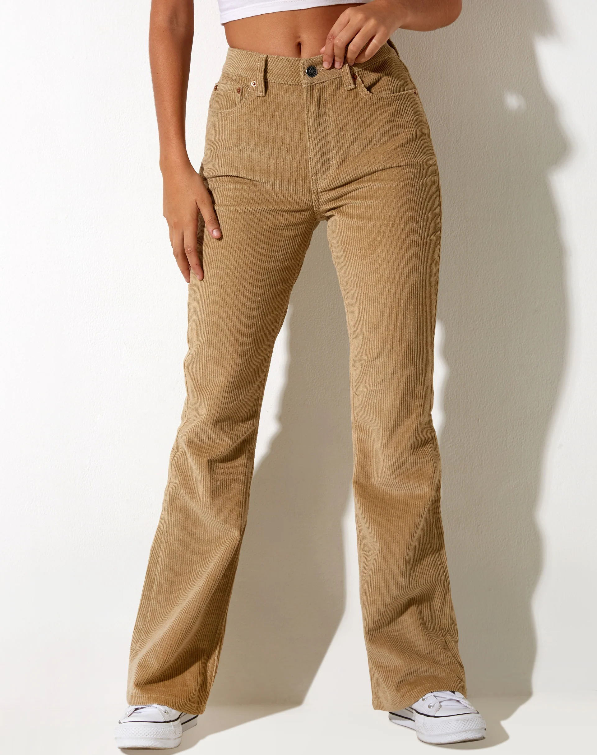 Bootleg Jeans in Cord Sand - Awmao