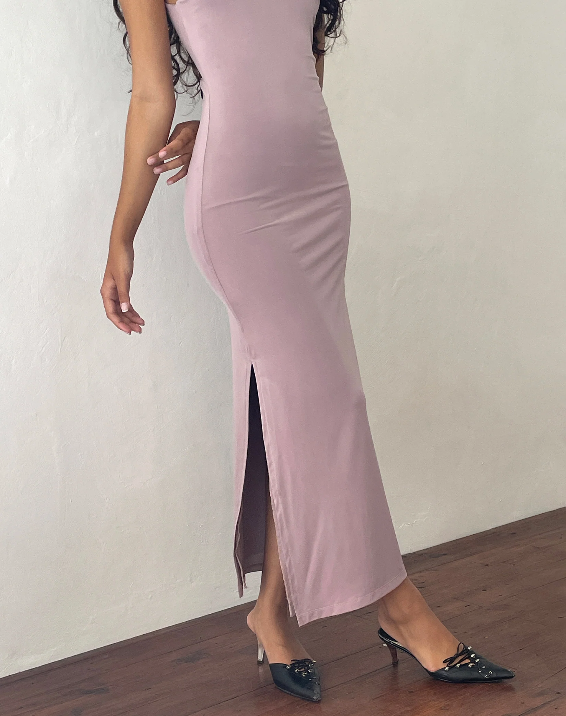 Flo Maxi Dress in Slinky Light Mauve - Awmao