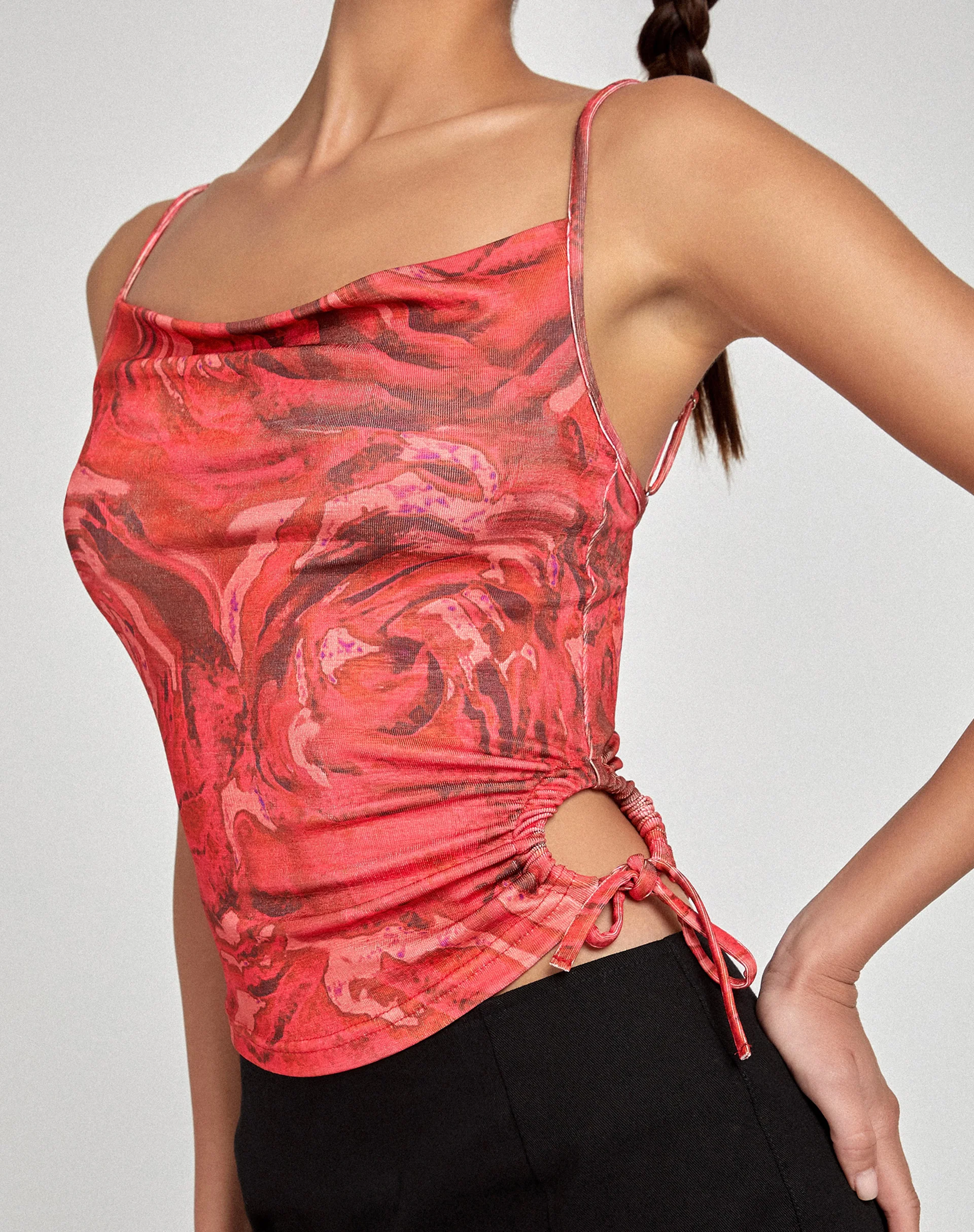 Pratiba Cami Top in Rose Petal Red - Awmao