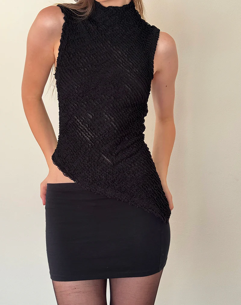 Ember Sleeveless Top in Textured Black - Awmao