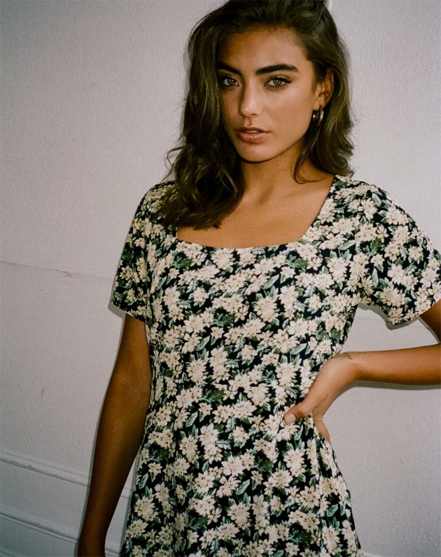 Peky Skater Dress in Aster Black - Awmao