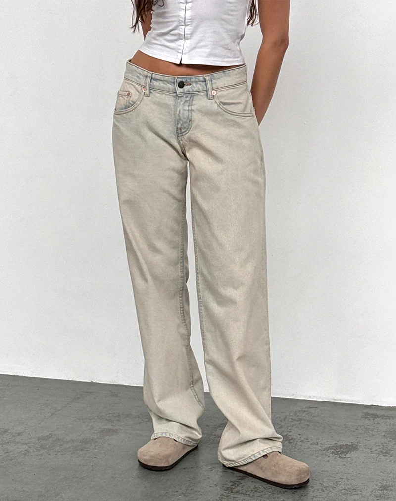 Low Rise Parallel Jeans In Arctic Blue - Awmao