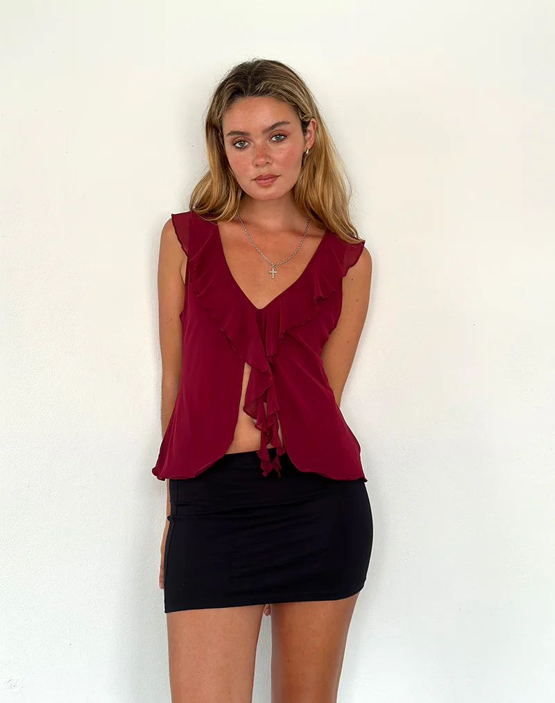 Leviosa Butterfly Top in Deep Burgundy - Awmao