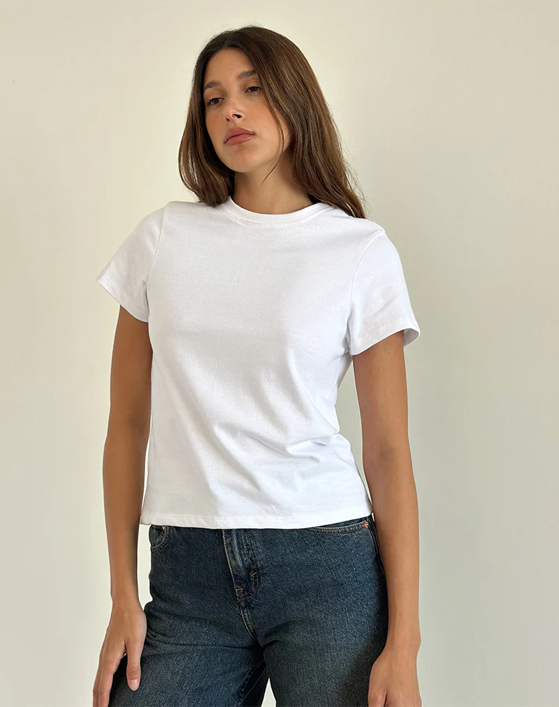 Sakha Boxy Top in Plain White - Awmao