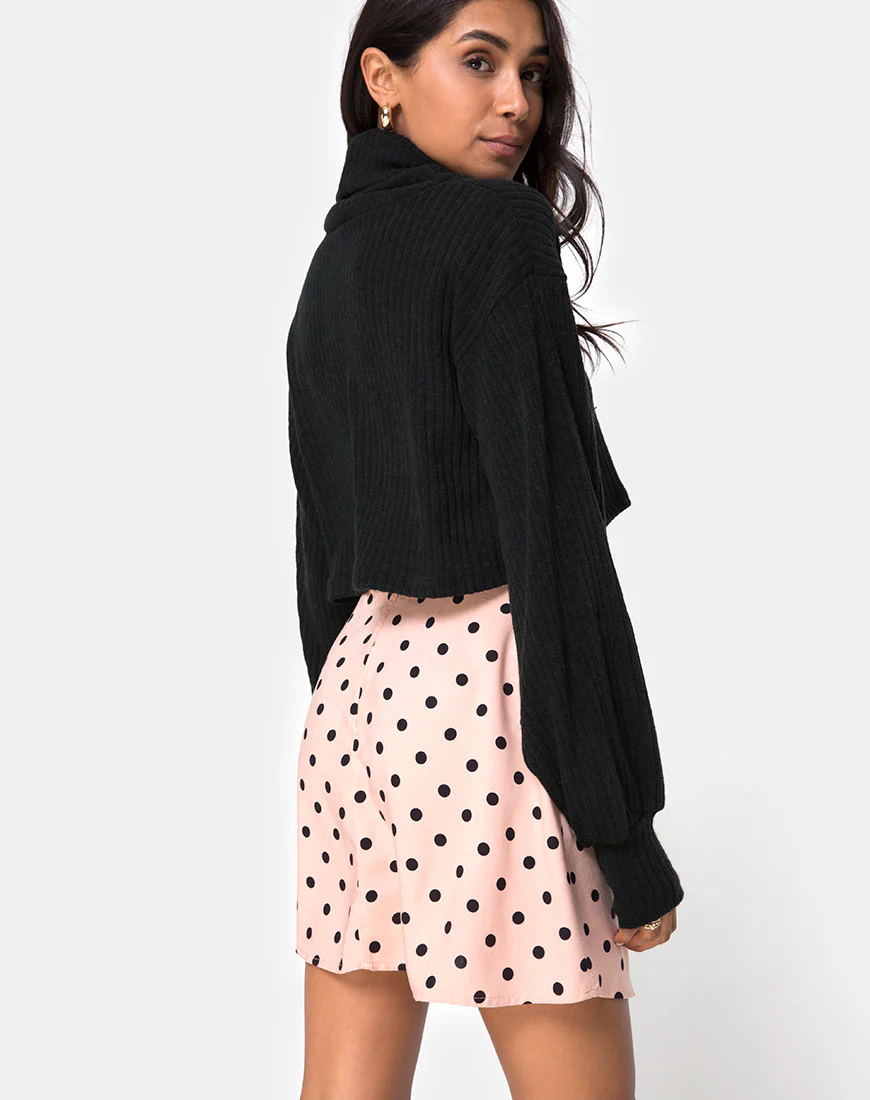 Khabel A-Line Skirt in New Polka Nude Black - Awmao