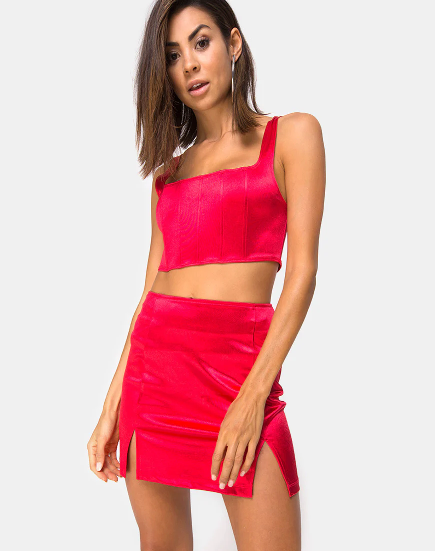 Zaid Mini Skirt in Red - Awmao