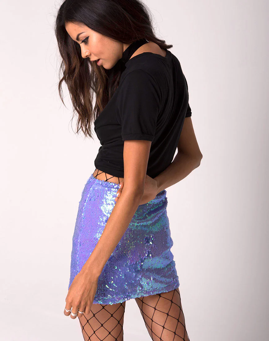 Cherry Tube Skirt in Mermaid Fishcale Sequin - Awmao