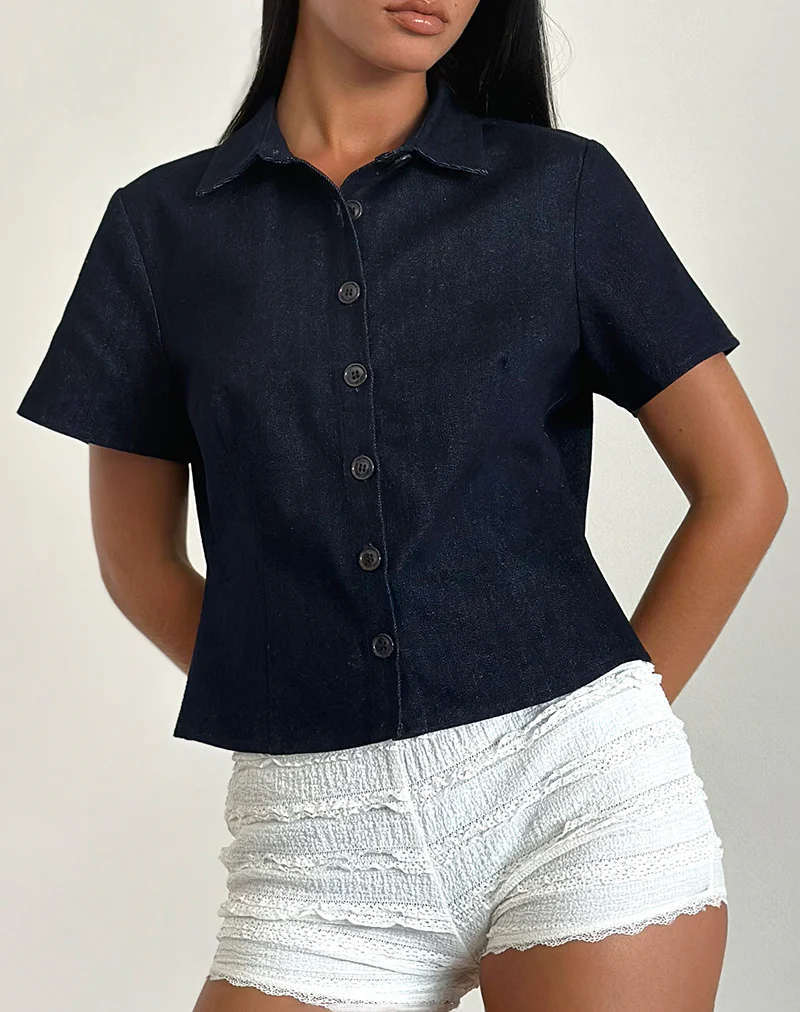 Samas Shirt in Dark Indigo - Awmao
