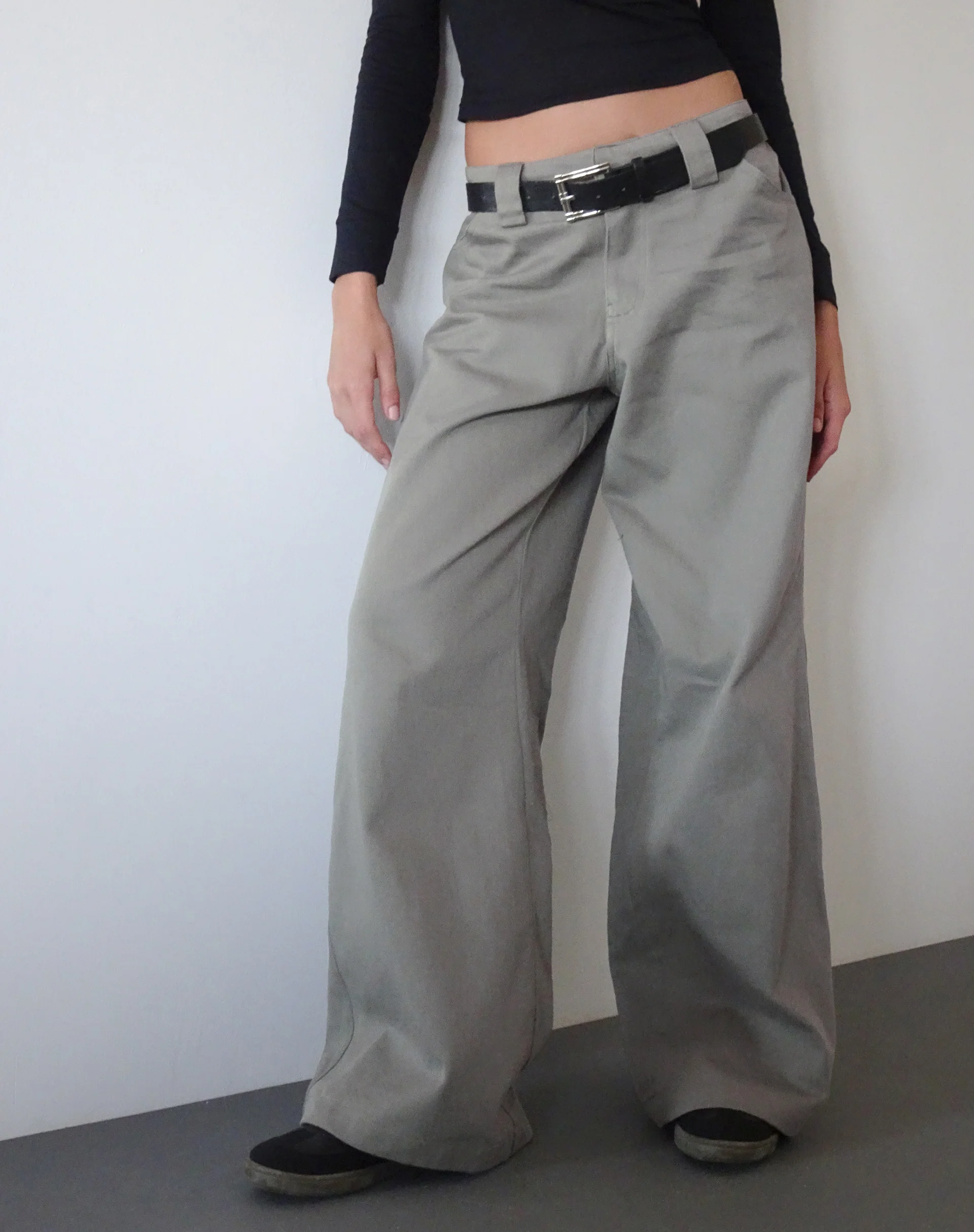 Kaomy Wide Leg Trouser in Slate Green - Awmao