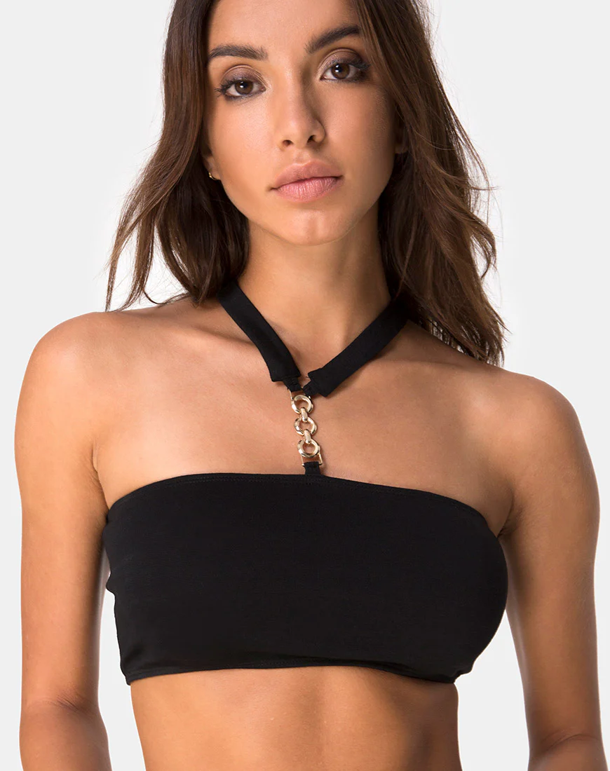 Nia Hardware Top in Black - Awmao
