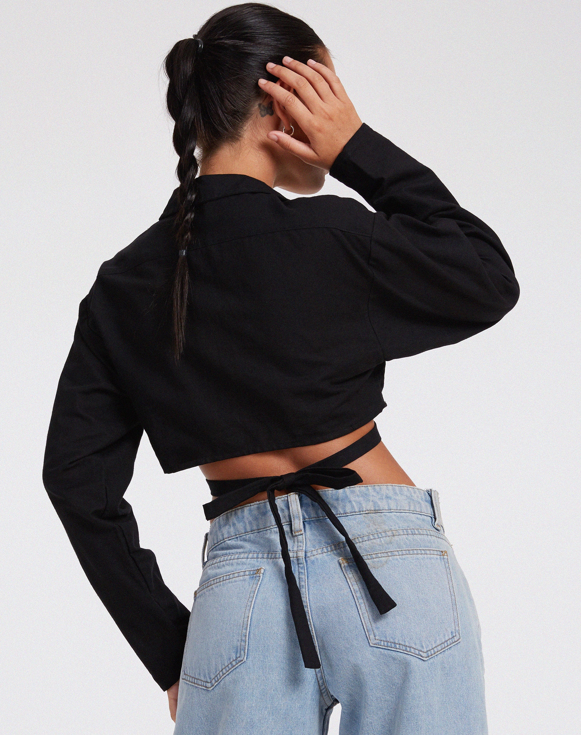 Elyse Crop Top in Rami Black - Awmao