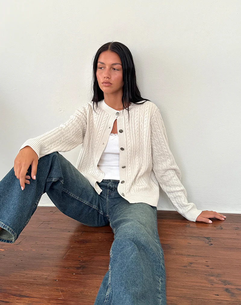 Bavana Cardigan in Ivory - Awmao