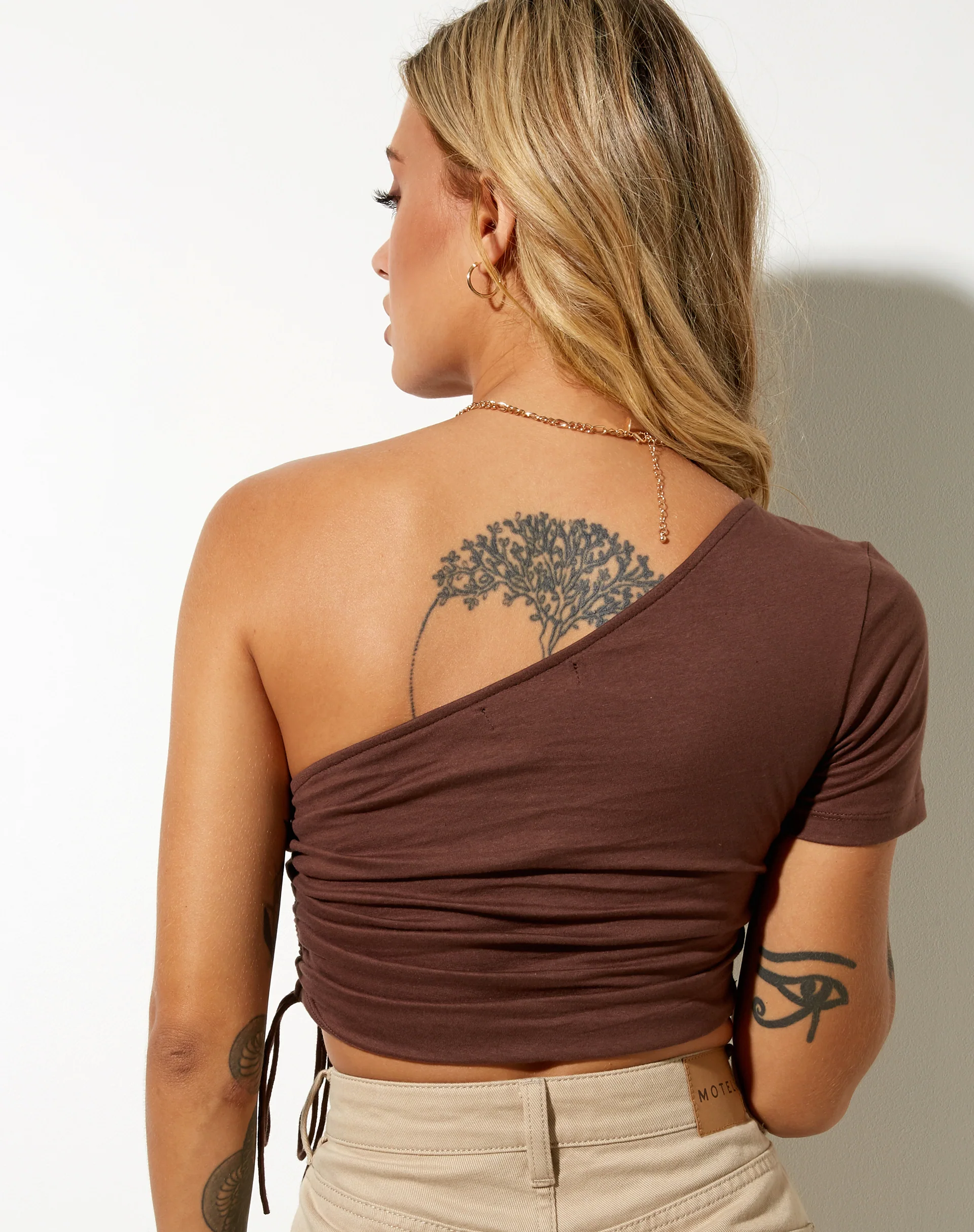 Kara Crop Top in Lycra Deep Mahogany - Awmao