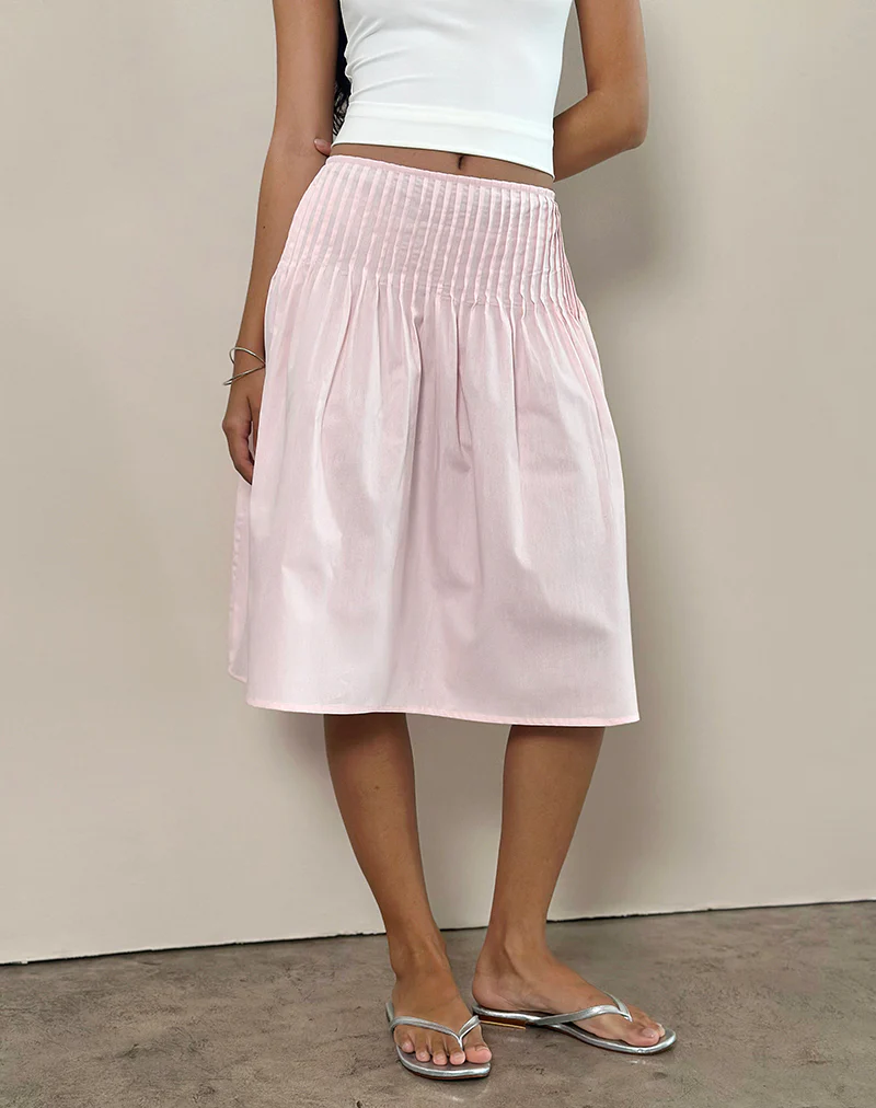 Asada Midi Skirt in Light Pink - Awmao