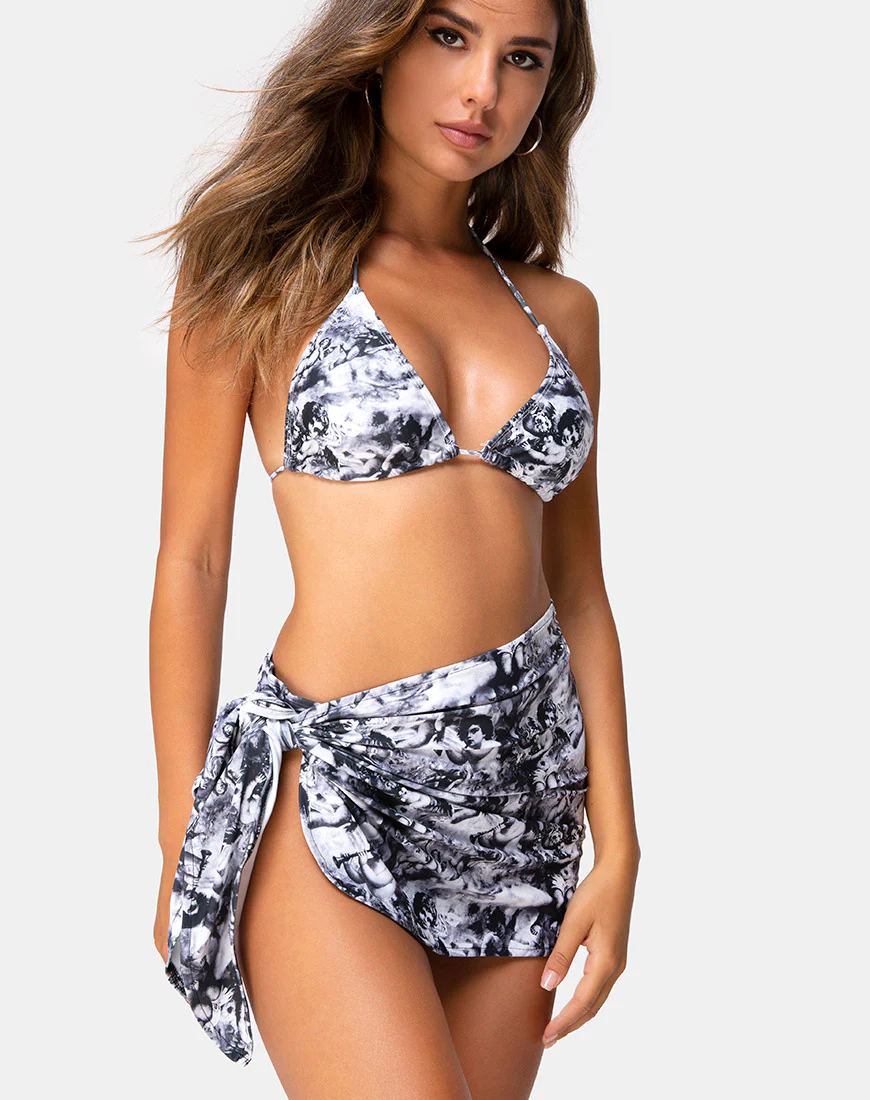 Sarong Swim Skirt in Cherub Grey - Awmao