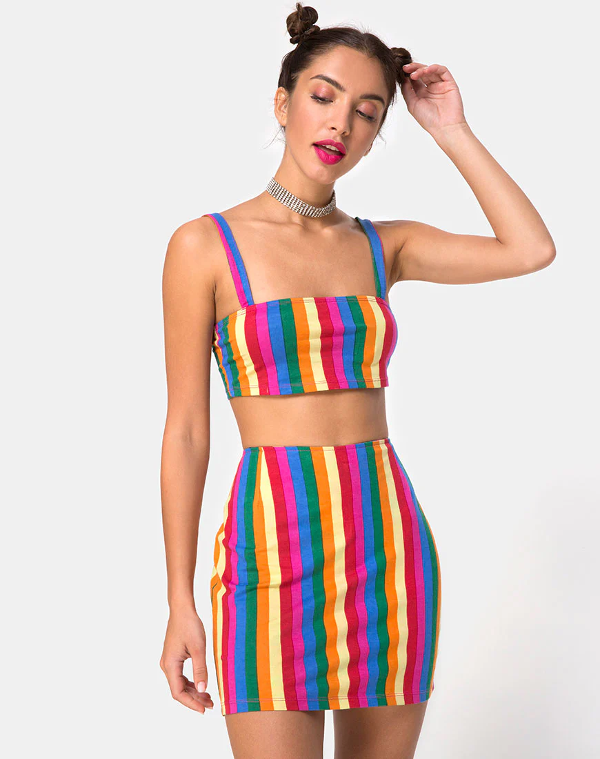 Pelmo Mini Skirt in Good Times Stripe X Princess Polly - Awmao