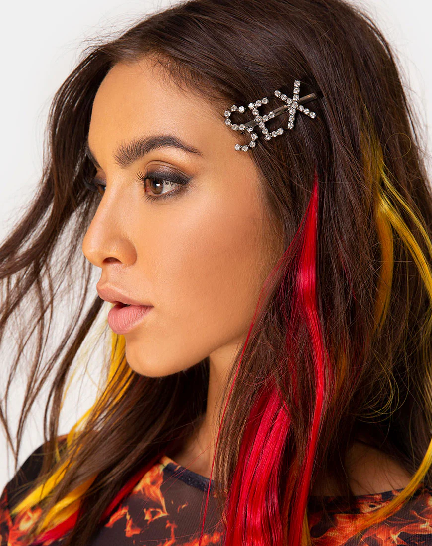 Hair Clip with Silver Sex Logo - Awmao