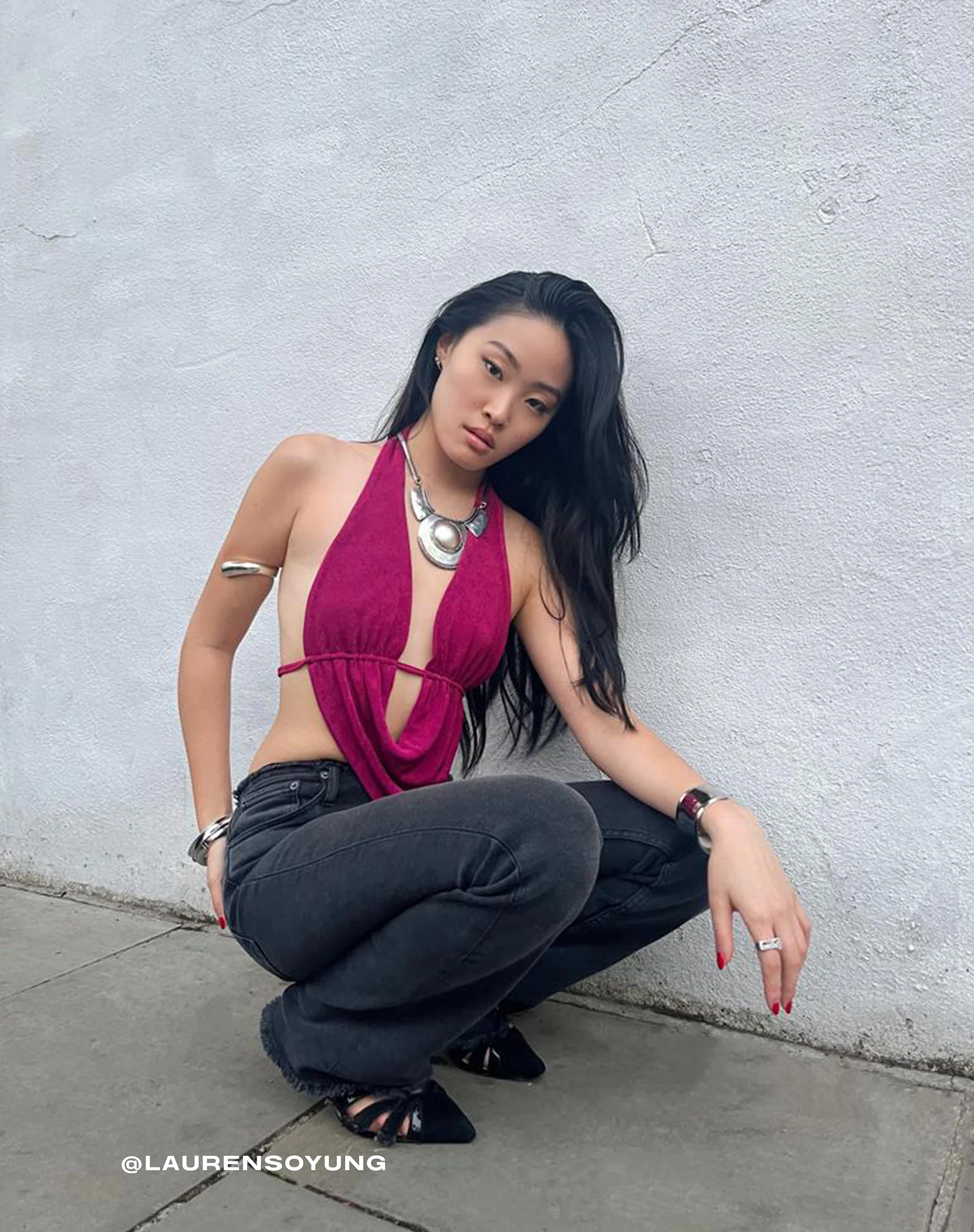Nindita Halterneck Crop Top in Magenta Purple - Awmao