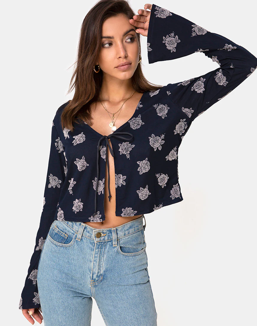 Pique Top in Rose Flock Black Mesh - Awmao