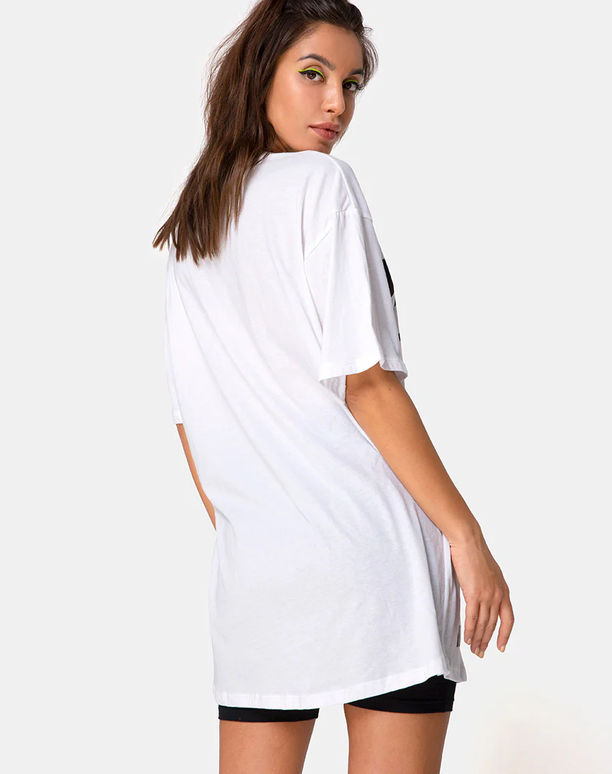 Sunny Kiss Tee in White with Black Dream Scape - Awmao