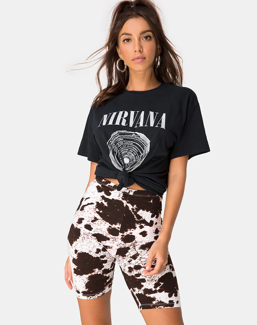 Cycle Short in Cow Hide Brown and White - Awmao