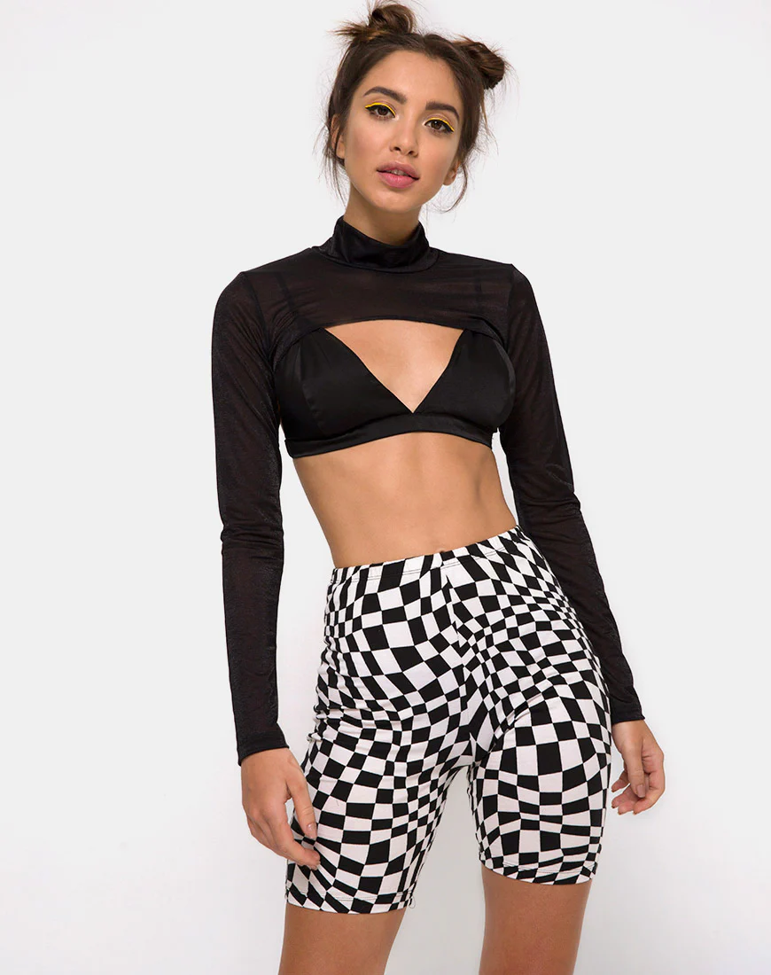 Cycle Short in Square Flag Black and White - Awmao