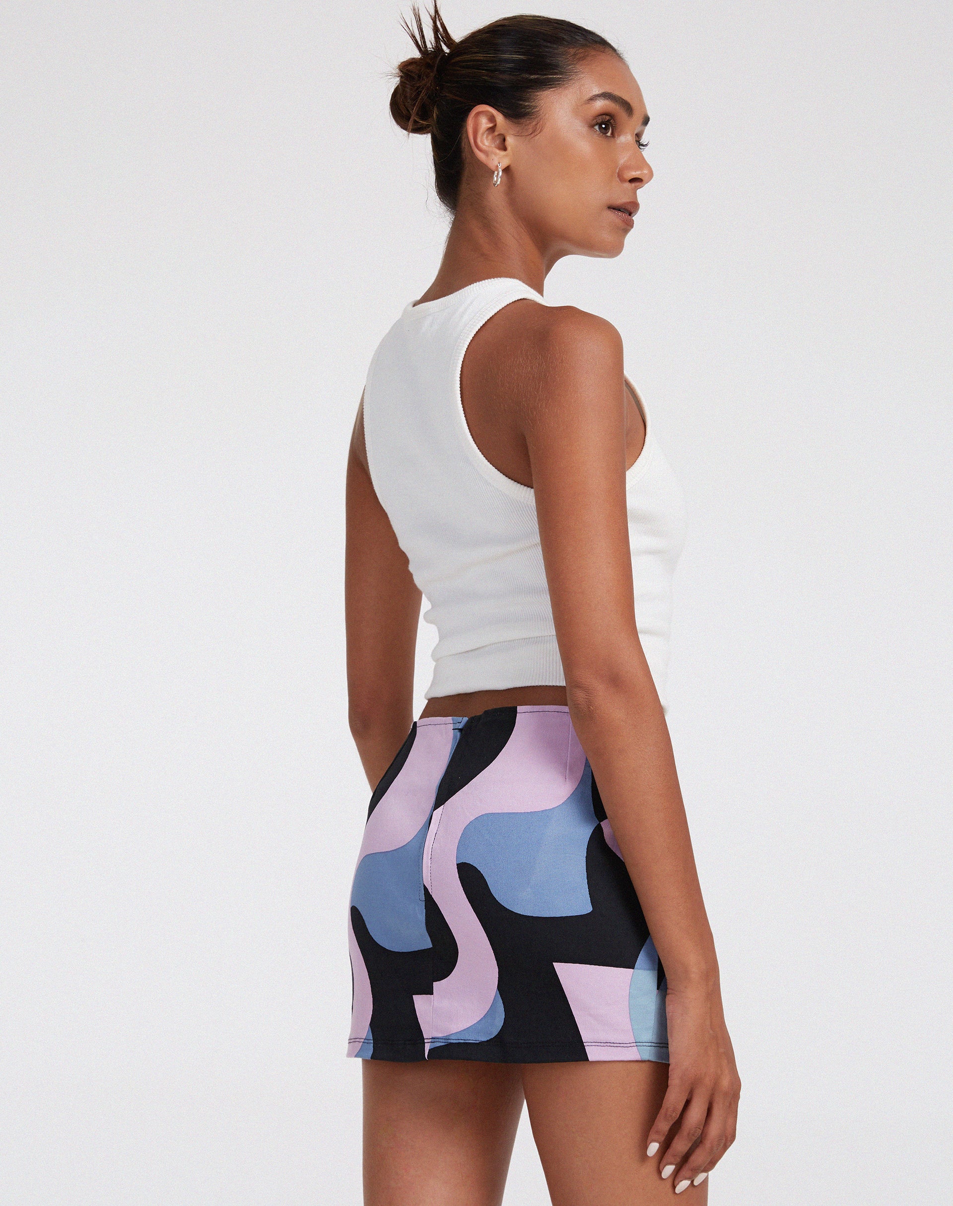 Ima Mini Skirt in Abstract Purple - Awmao