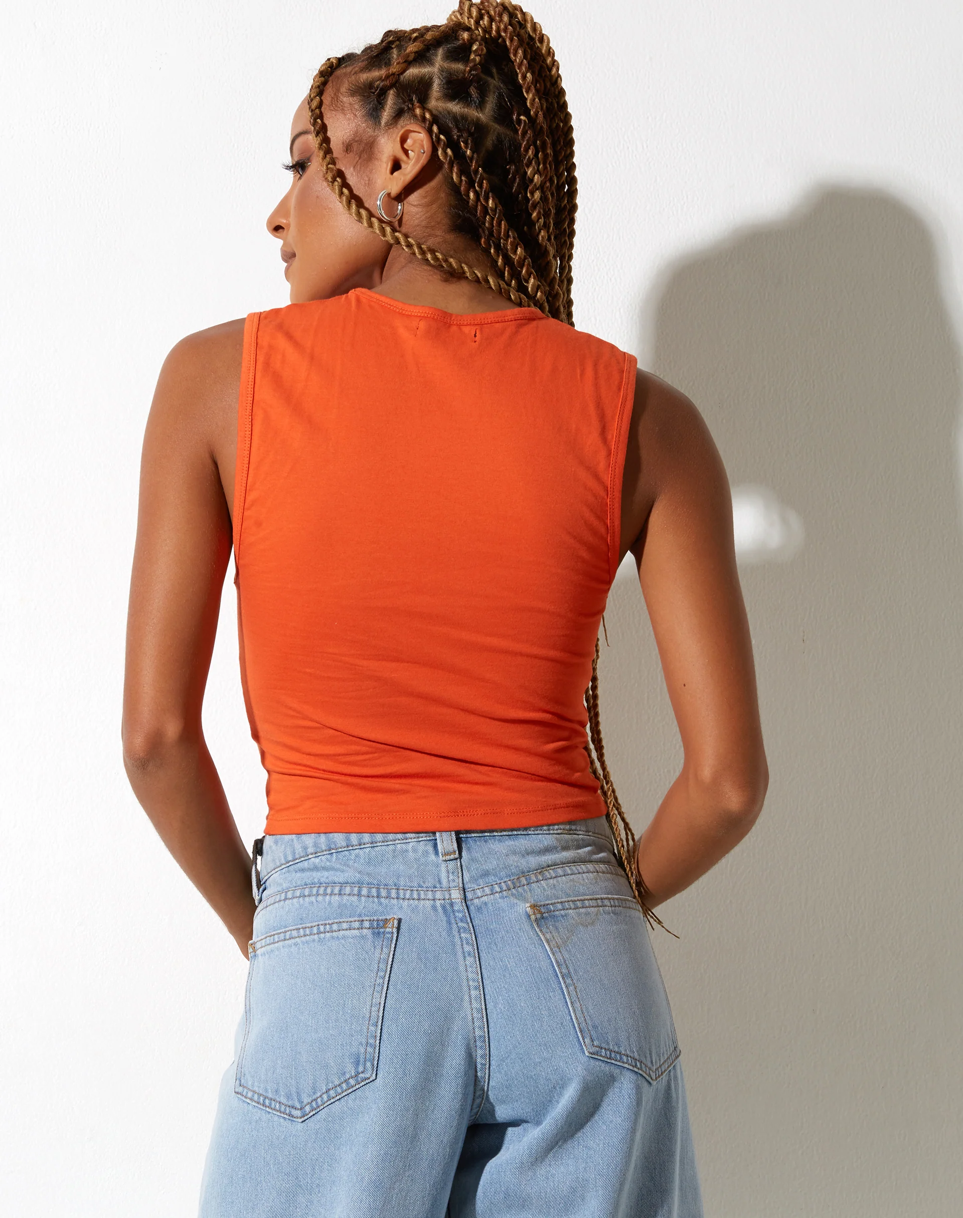 Monlo Vest Top in Aperol Spritz Orange Lips - Awmao