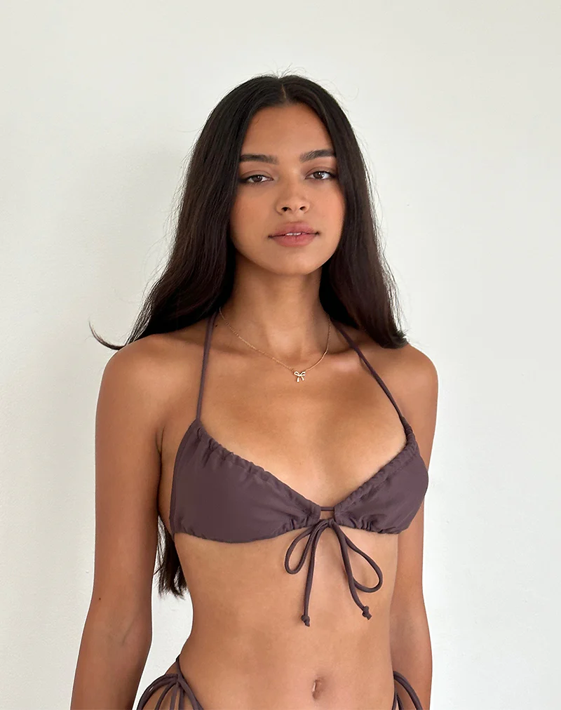 Kaia Bikini Top in Coffee - Awmao