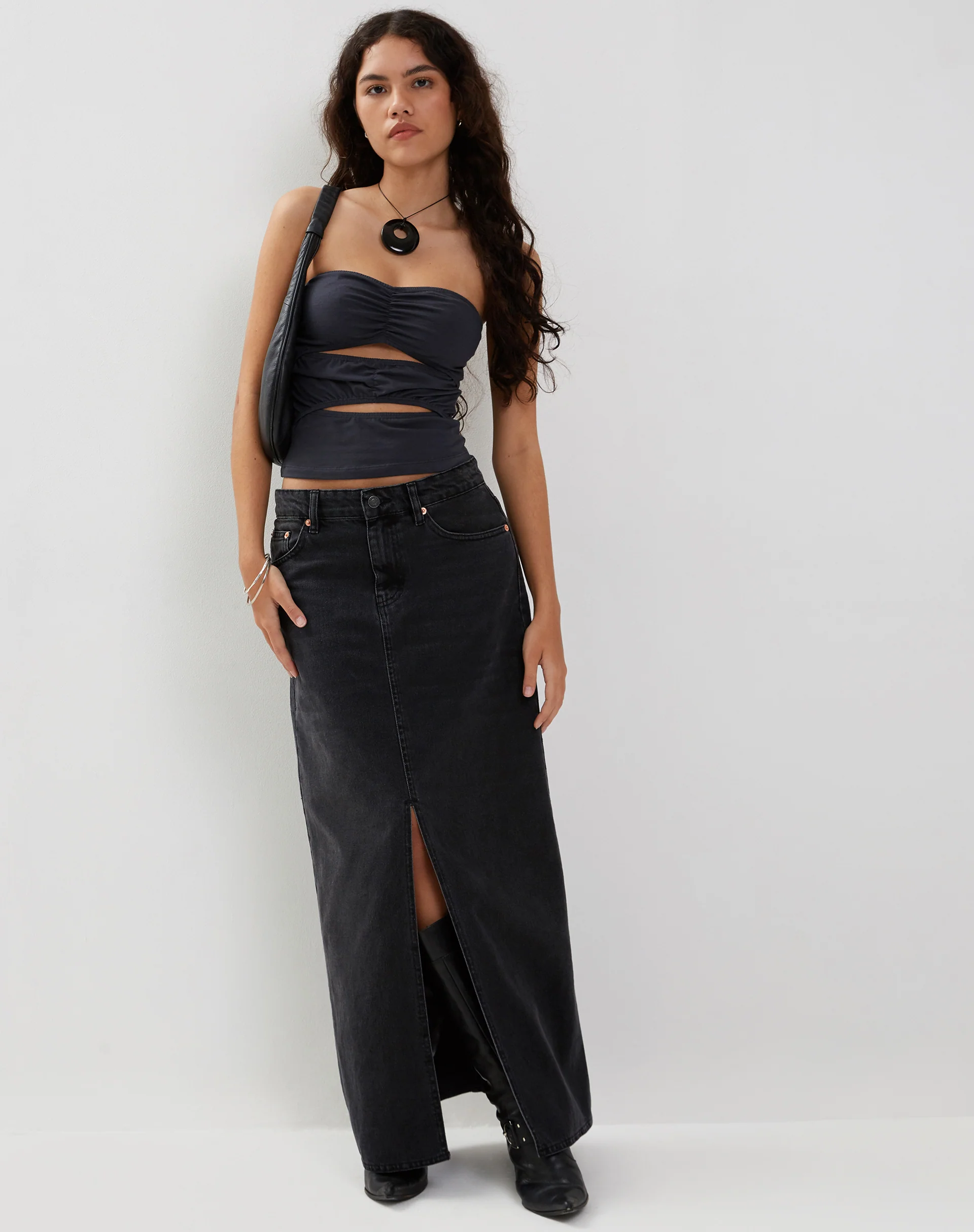 Dayu Bandeau Crop Top in Ocean Storm - Awmao