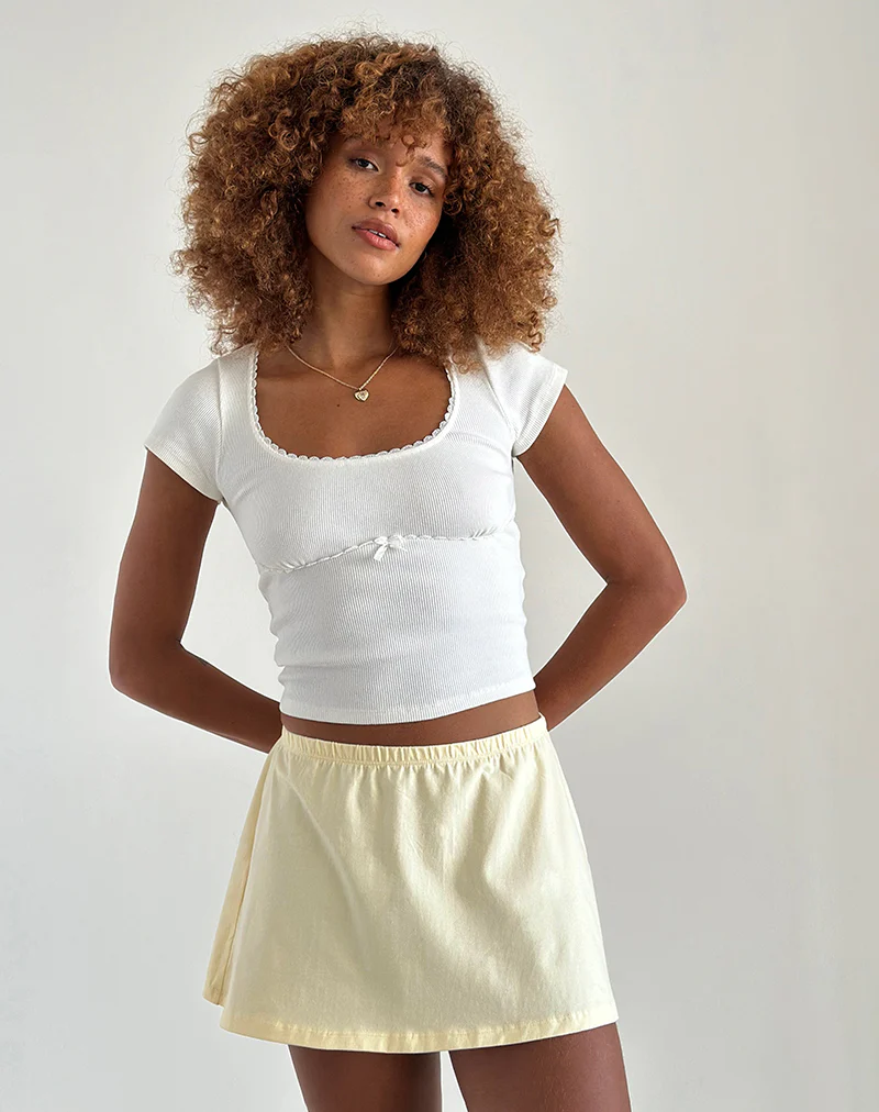 Nidya A-Line Mini Skirt in Buttermilk - Awmao