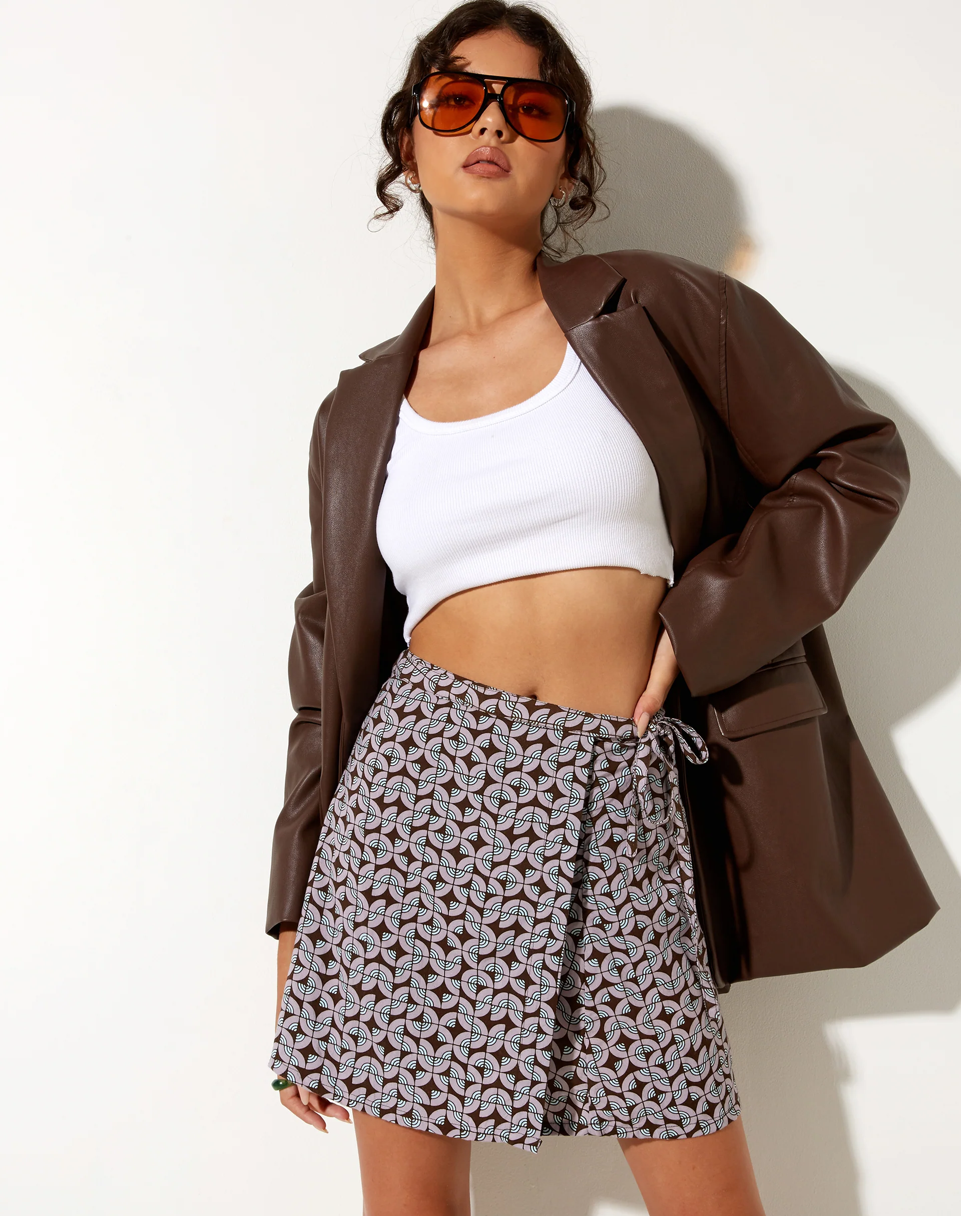 Volto Mini Skirt in Retro Tile - Awmao