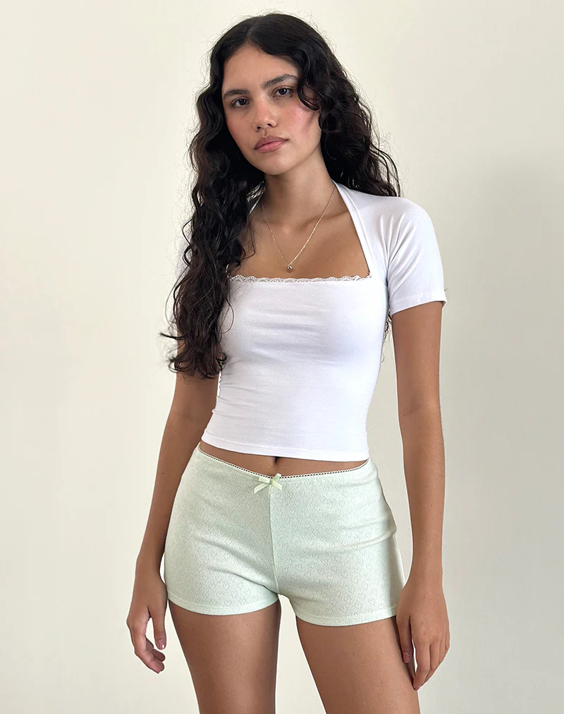 Istora Micro Shorts in Pointelle Mint - Awmao