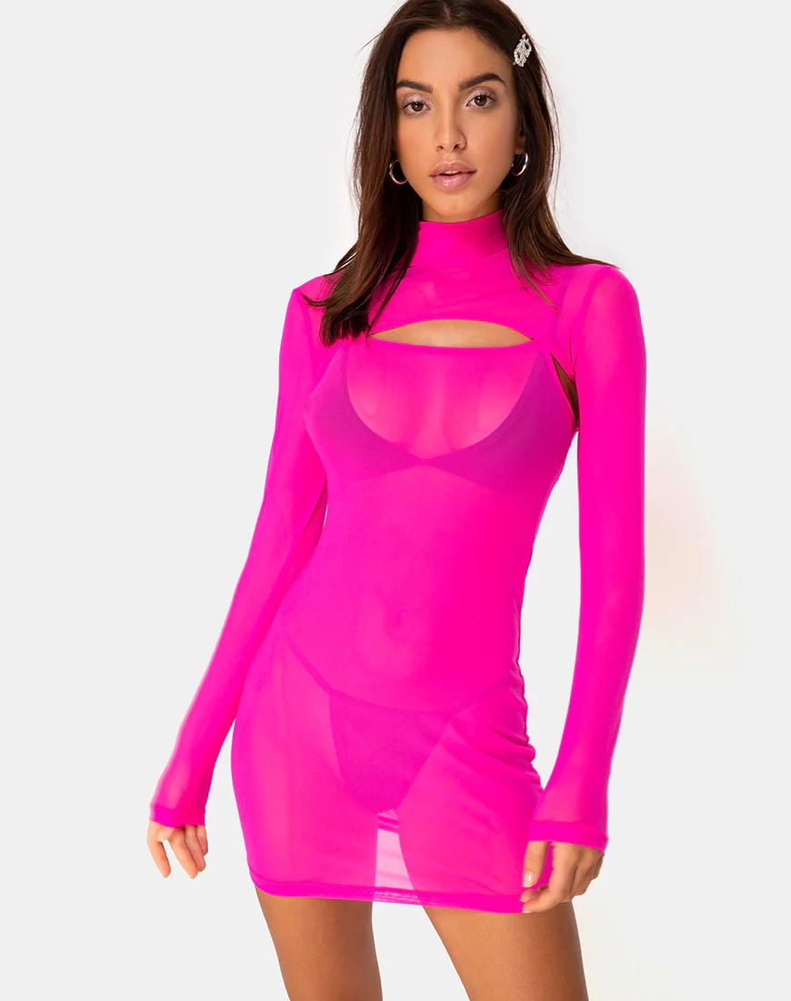 Glesia Dress Fluro Pink - Awmao