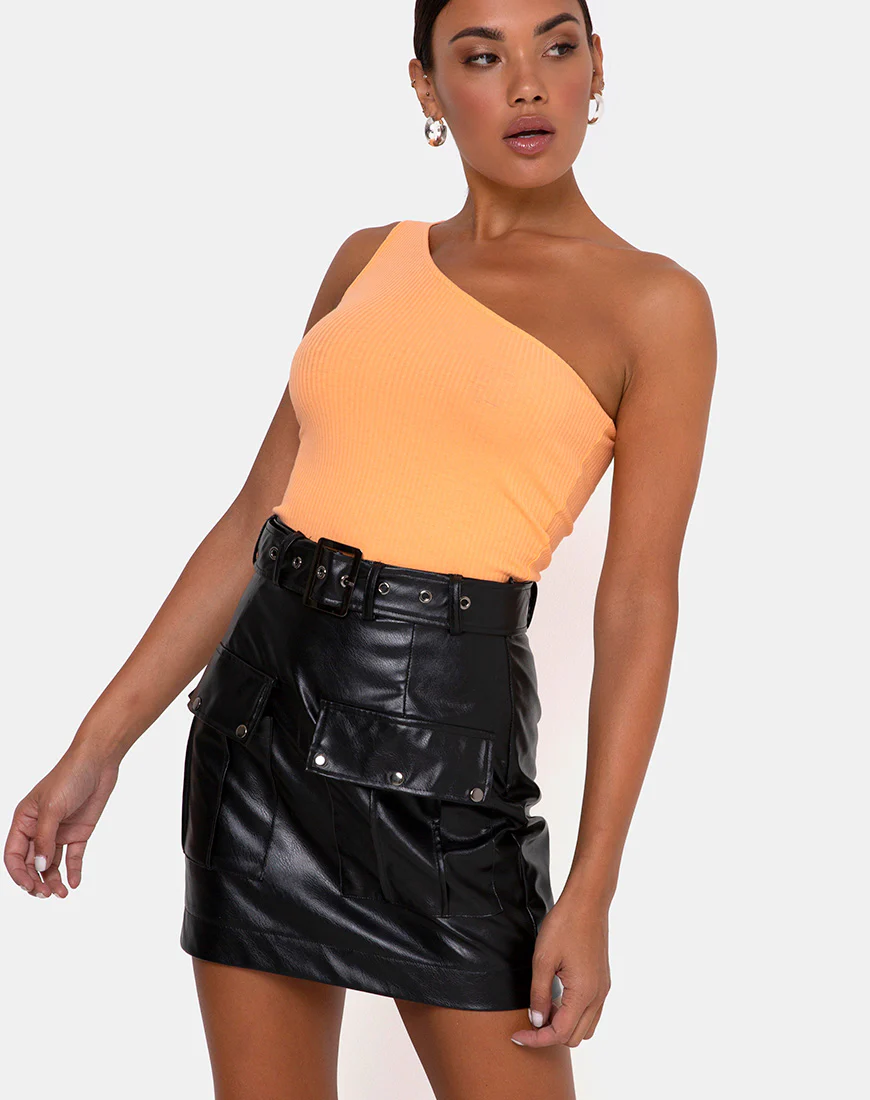 Moretti PU Skirt in Black - Awmao
