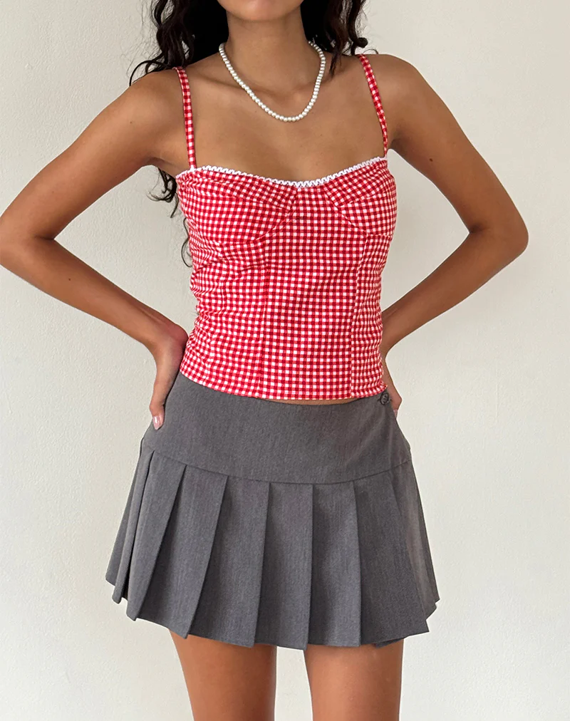 Leif Cami Top in Red Gingham - Awmao