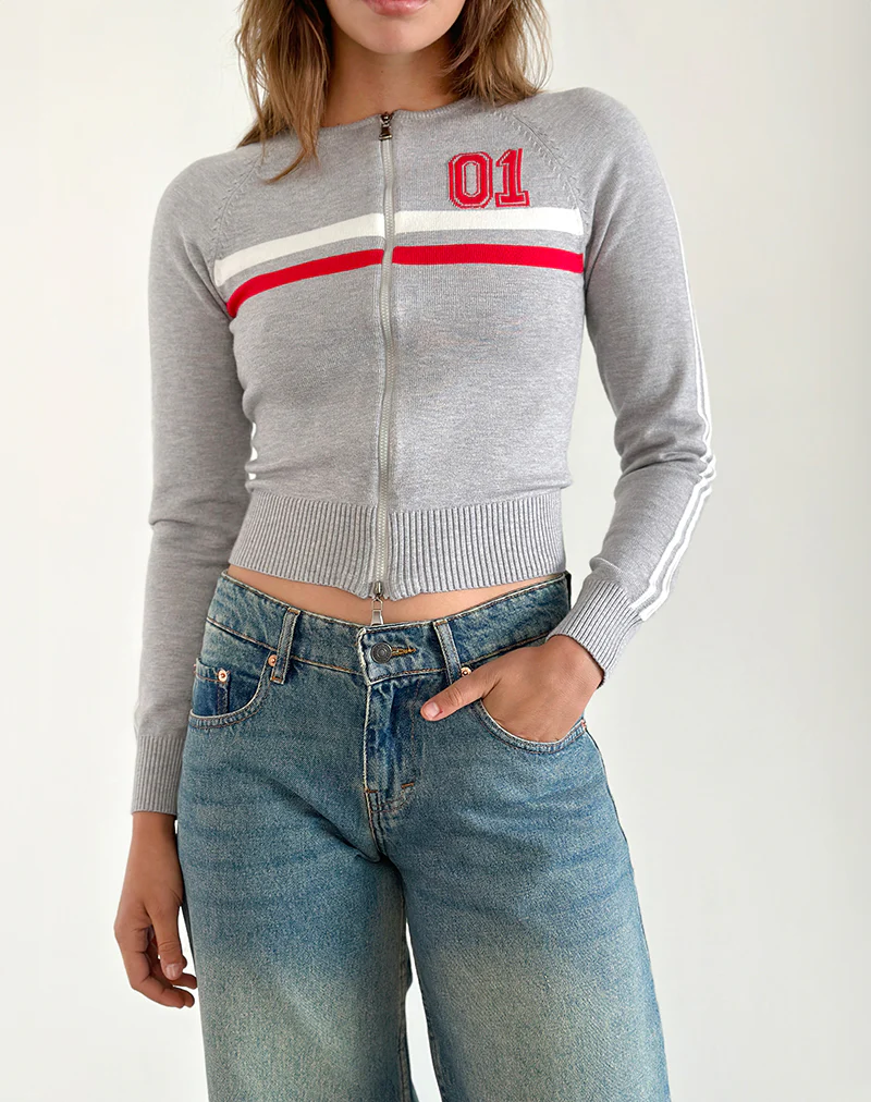 Binta Zip Through Jacket in Grey Marl - Awmao