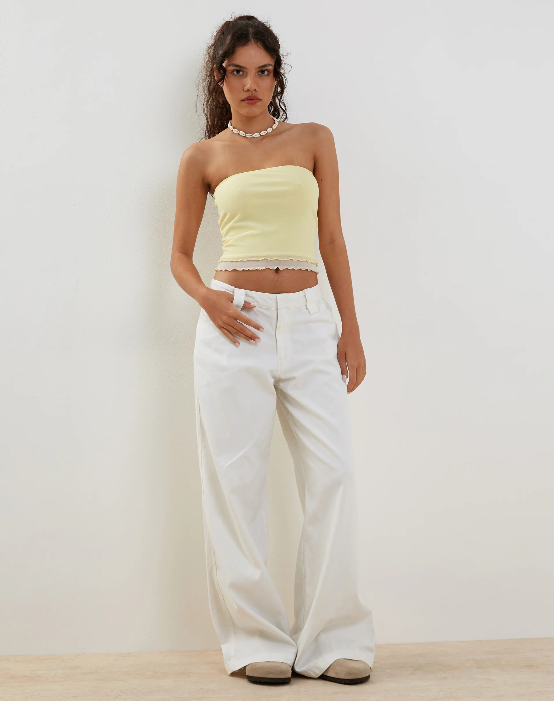 Seka Bandeau Mesh Top in Lemon - Awmao