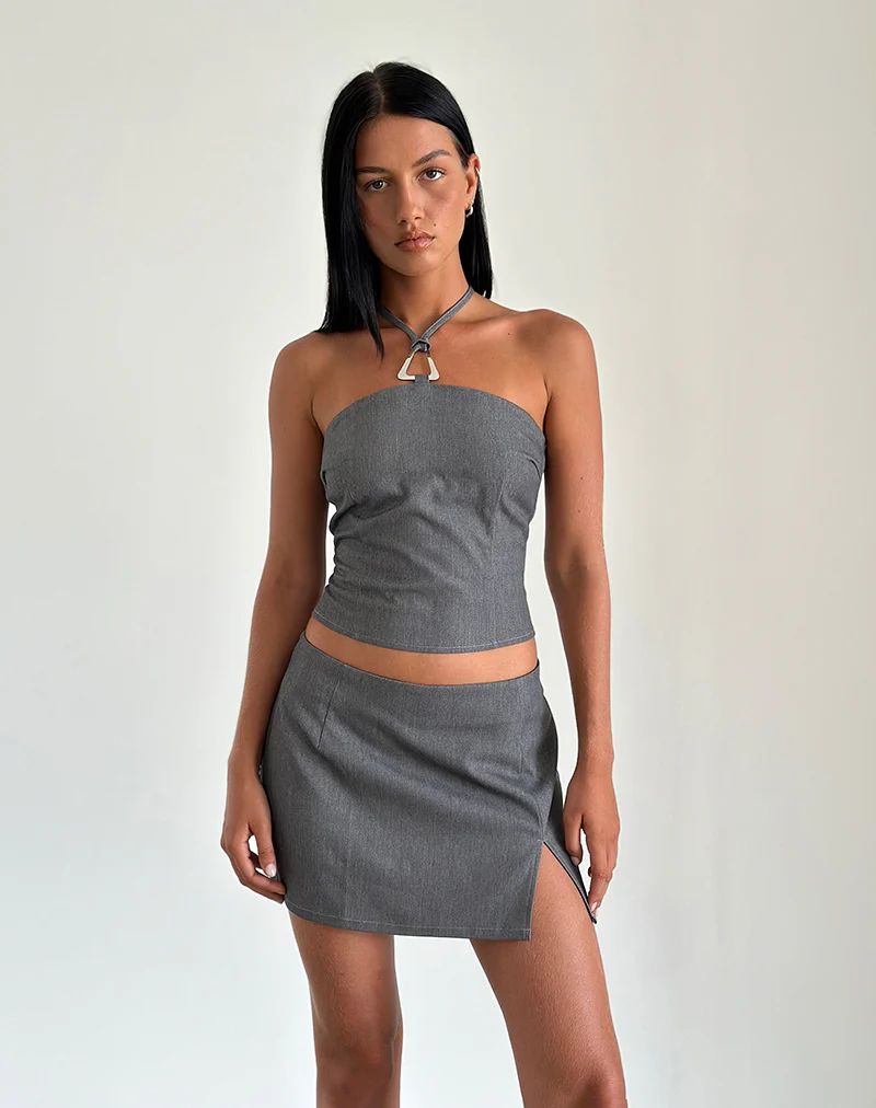 Lakia Top in Tailoring Charcoal - Awmao