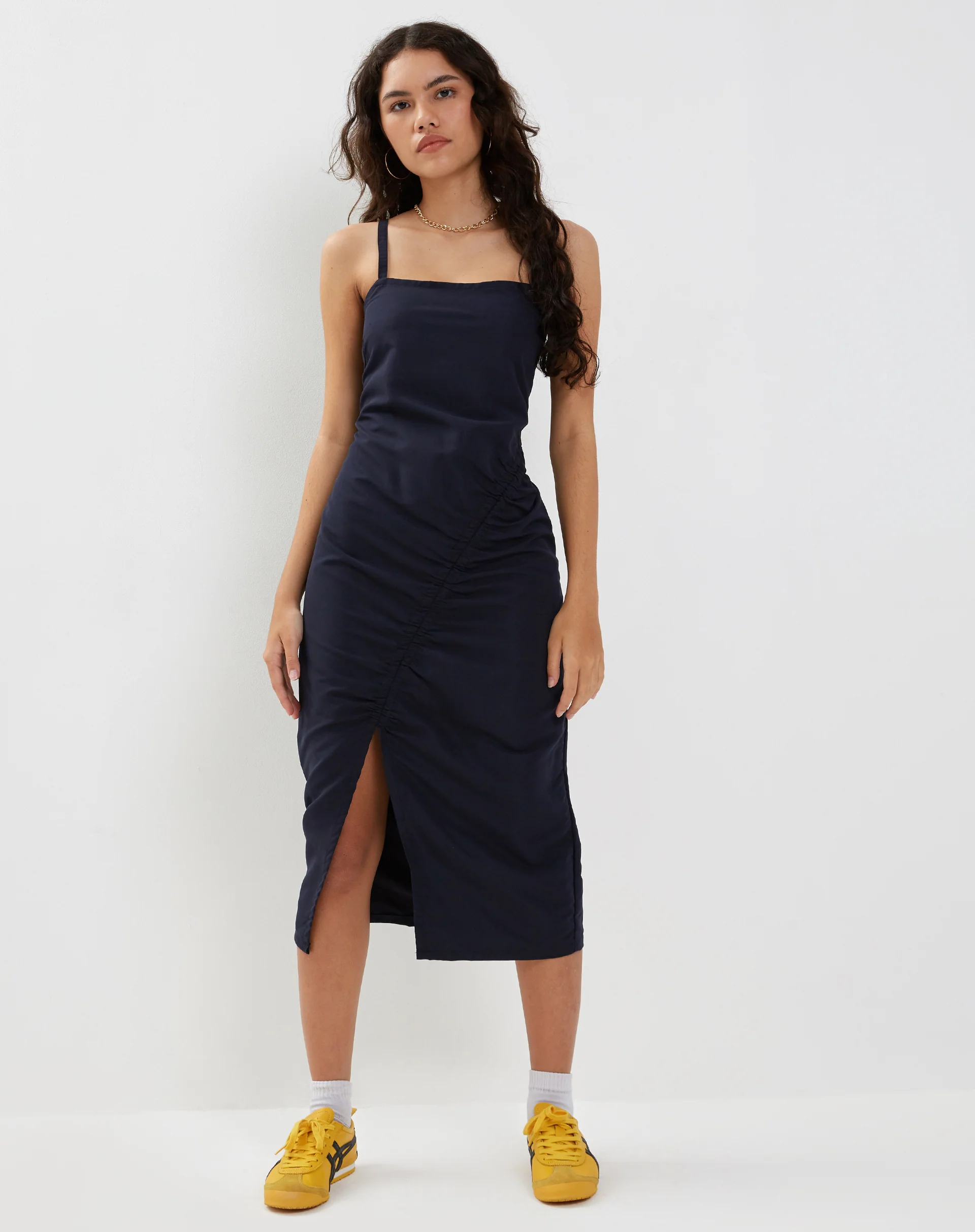 Daisha Midi Dress in Navy - Awmao